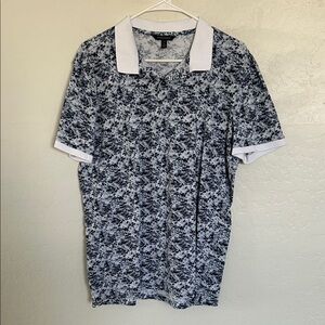 Banana Republic Blue Floral Patterned Polo Shirt